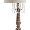 JONATHAN Y 33.5″ Antique Brown Resin Table Lamp, Traditional French Country Candlestick Lamp with Acrylic Crystals and Gray Linen Shade for Living Room, LED Bulb Included JYL3030A