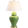 JONATHAN Y 33″ White Modern Ceramic Ginger Jar Table Lamp for Living Room, Traditional Bedside Lamp for Bedroom Entryway, White Linen Shade, LED Bulb Included (JYL6619A)(Green)