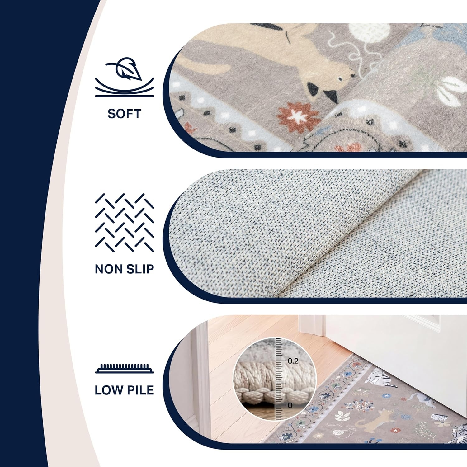 image:imageJONATHAN Y Animal Washable Polyester MachineWashable Runner Rug Charcoal Catmosphere Festive Feline Floral Border Design 2 x 8 Whimsical LowPile with NonSlip Backing for Hallway ANM100C28Taupe