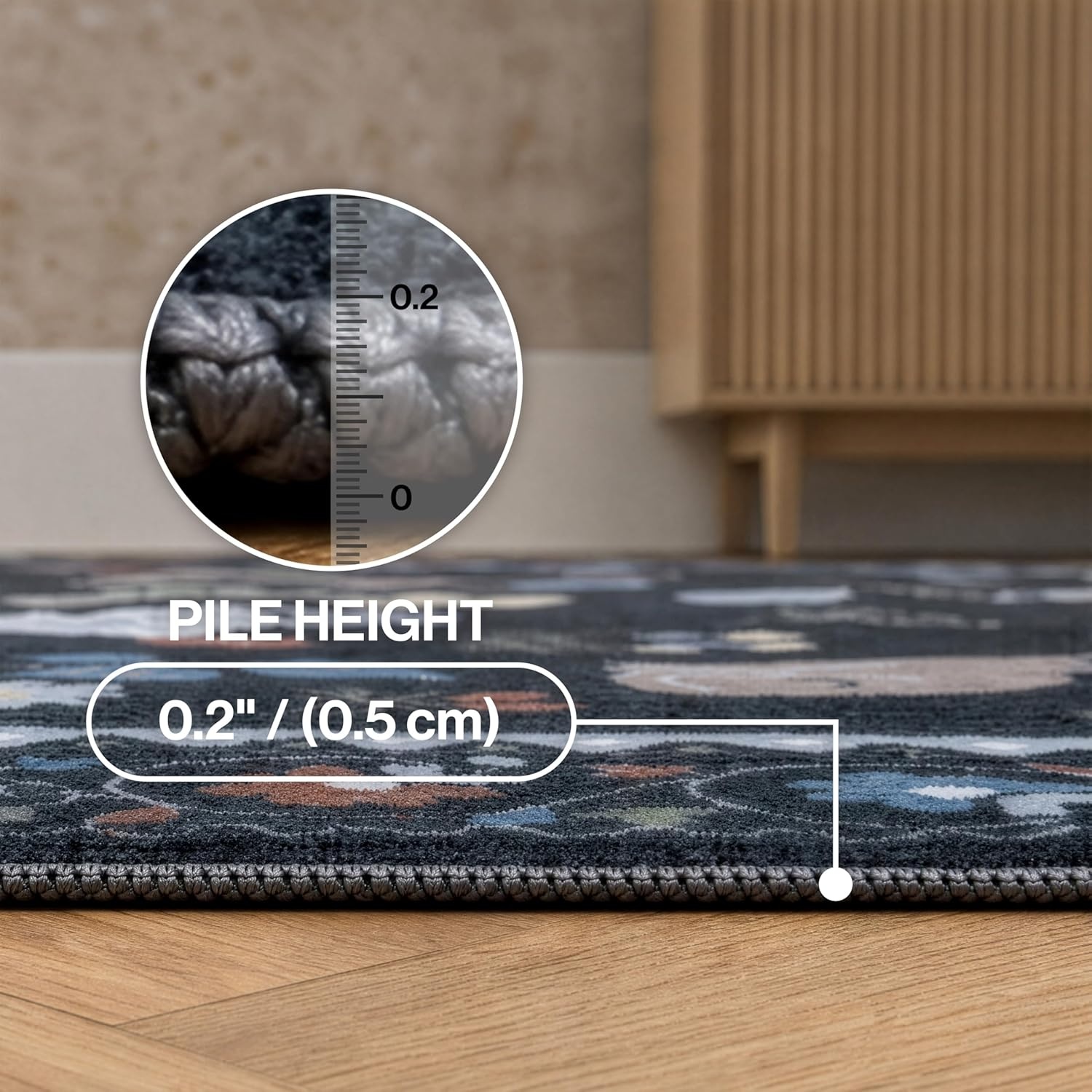 image:imageJONATHAN Y Animal Washable Polyester MachineWashable Runner Rug Charcoal Catmosphere Festive Feline Floral Border Design 2 x 8 Whimsical LowPile with NonSlip Backing for Hallway ANM100C28Charcoal