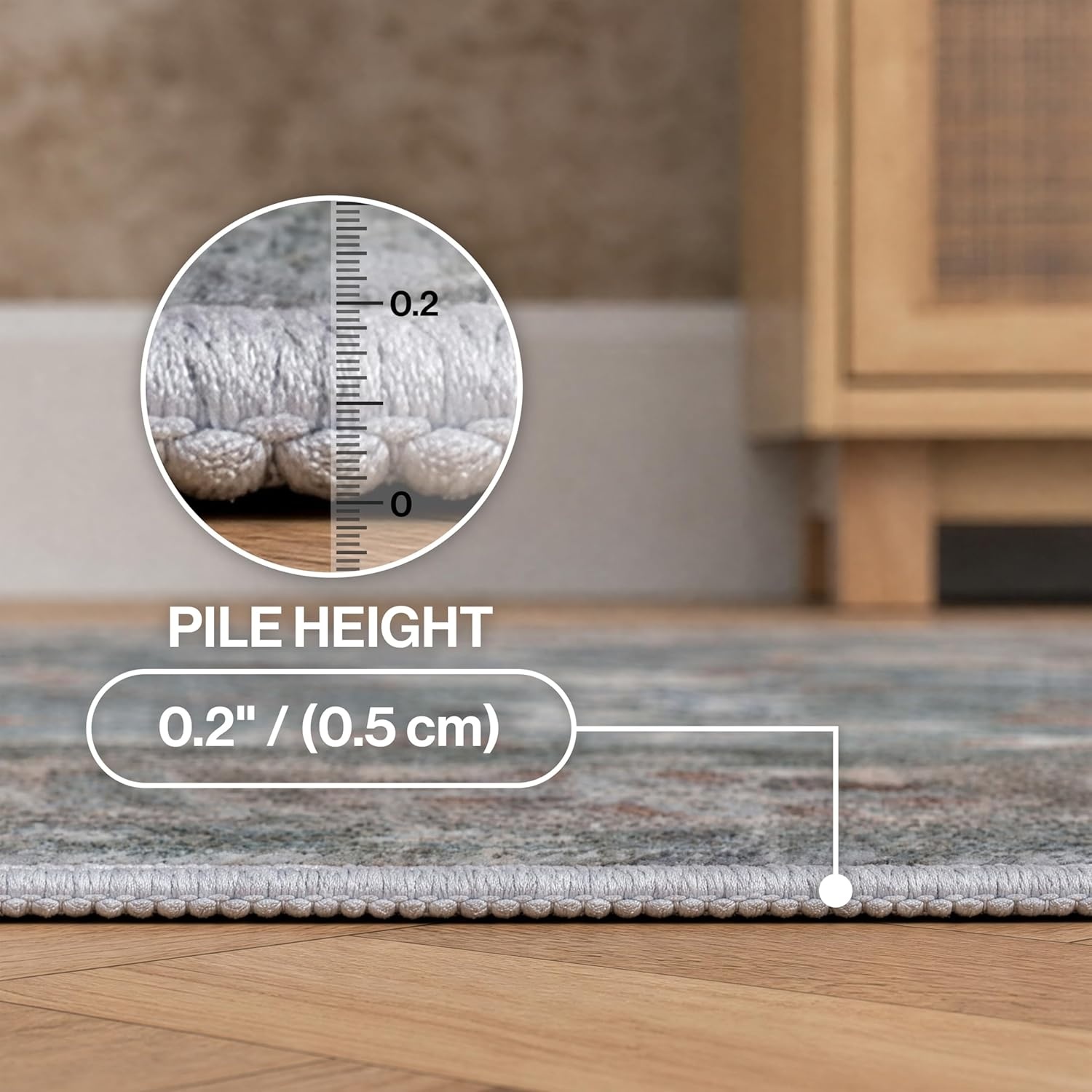 image:imageJONATHAN Y Patina Washable Polyester MachineWashable Runner Rug Charcoal and Beige Kisara Oushak Style Distressed Border 2 x 8 Vintage LowPile with NonSlip Backing Hallway PTN101B28GreenBrown