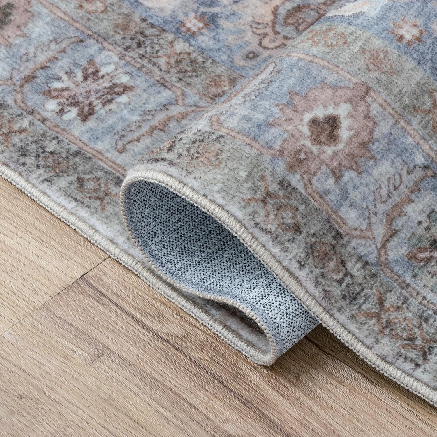 image:imageJONATHAN Y Patina Washable Polyester MachineWashable Runner Rug Charcoal and Beige Kisara Oushak Style Distressed Border 2 x 8 Vintage LowPile with NonSlip Backing Hallway PTN101B28KhakiGray