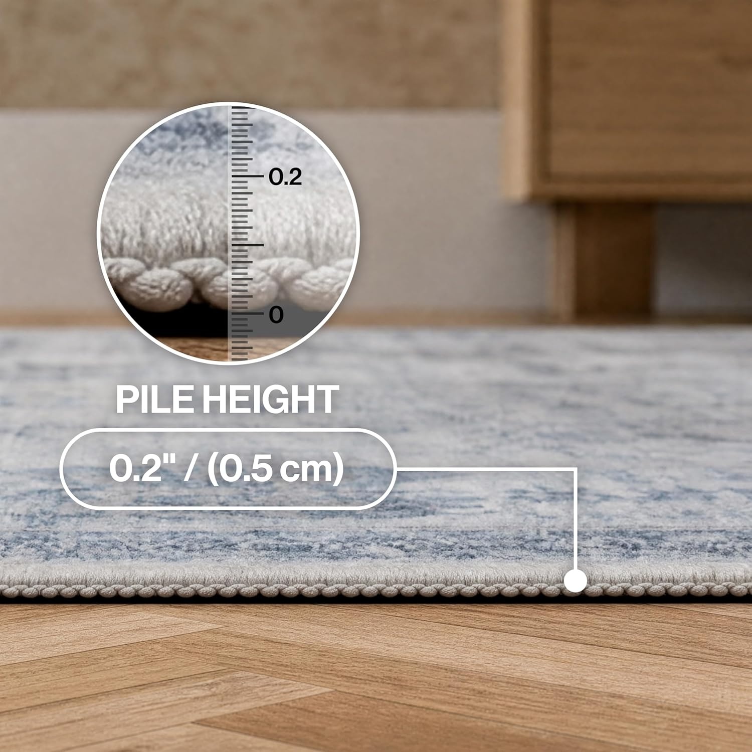 image:imageJONATHAN Y Patina Washable Polyester MachineWashable Runner Rug Charcoal and Beige Kisara Oushak Style Distressed Border 2 x 8 Vintage LowPile with NonSlip Backing Hallway PTN101B28BlueLight Gray