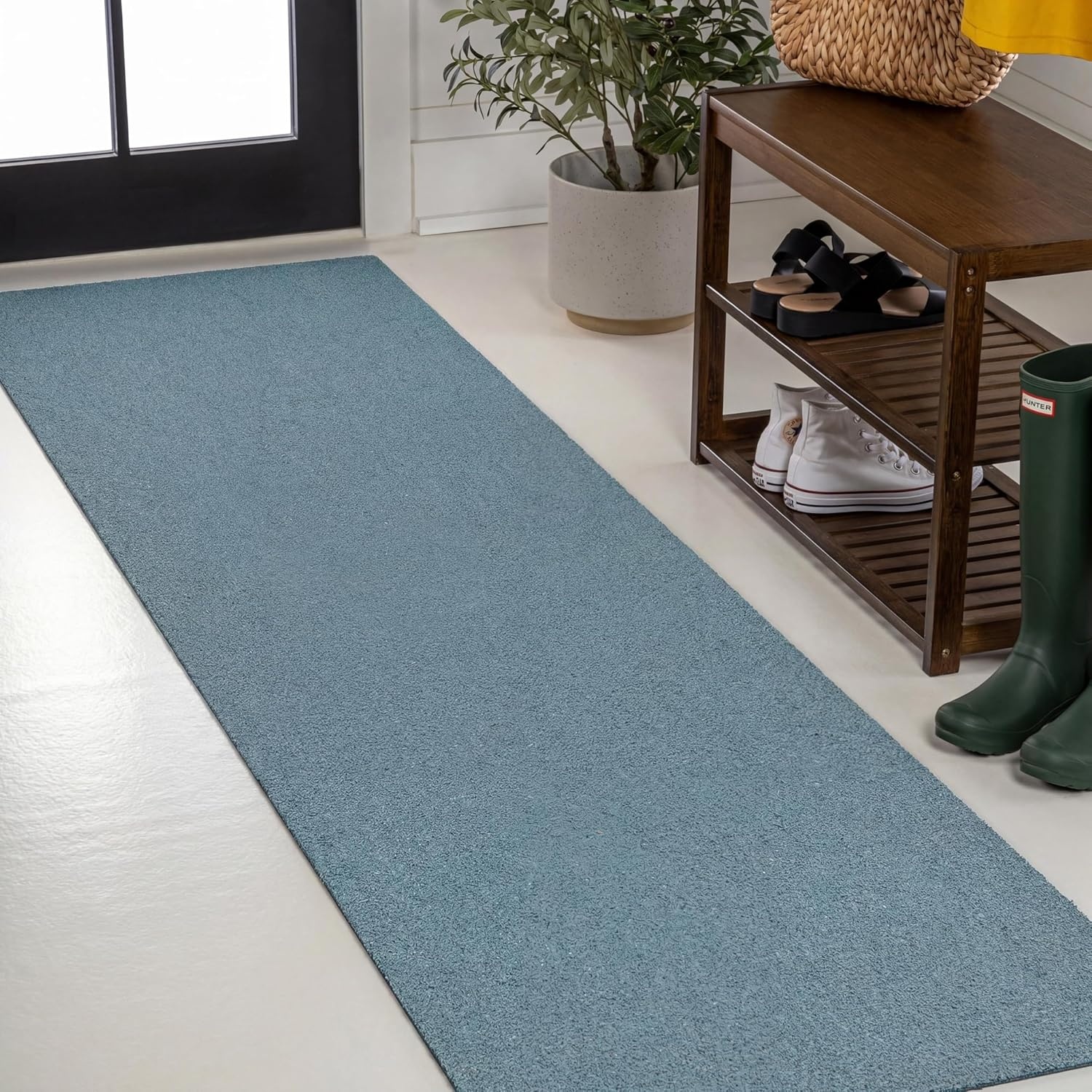 image:imageJONATHAN Y Peater Classic Casual Commercial Natural Coir Taupe 2 ft x 8 ft Doormat for Entrance Front Door Entryway CHG100C28Coastal Blue