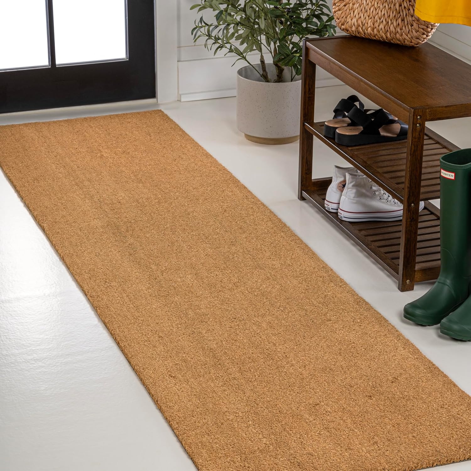 image:imageJONATHAN Y Peater Classic Casual Commercial Natural Coir Taupe 2 ft x 8 ft Doormat for Entrance Front Door Entryway CHG100C28Light Brown