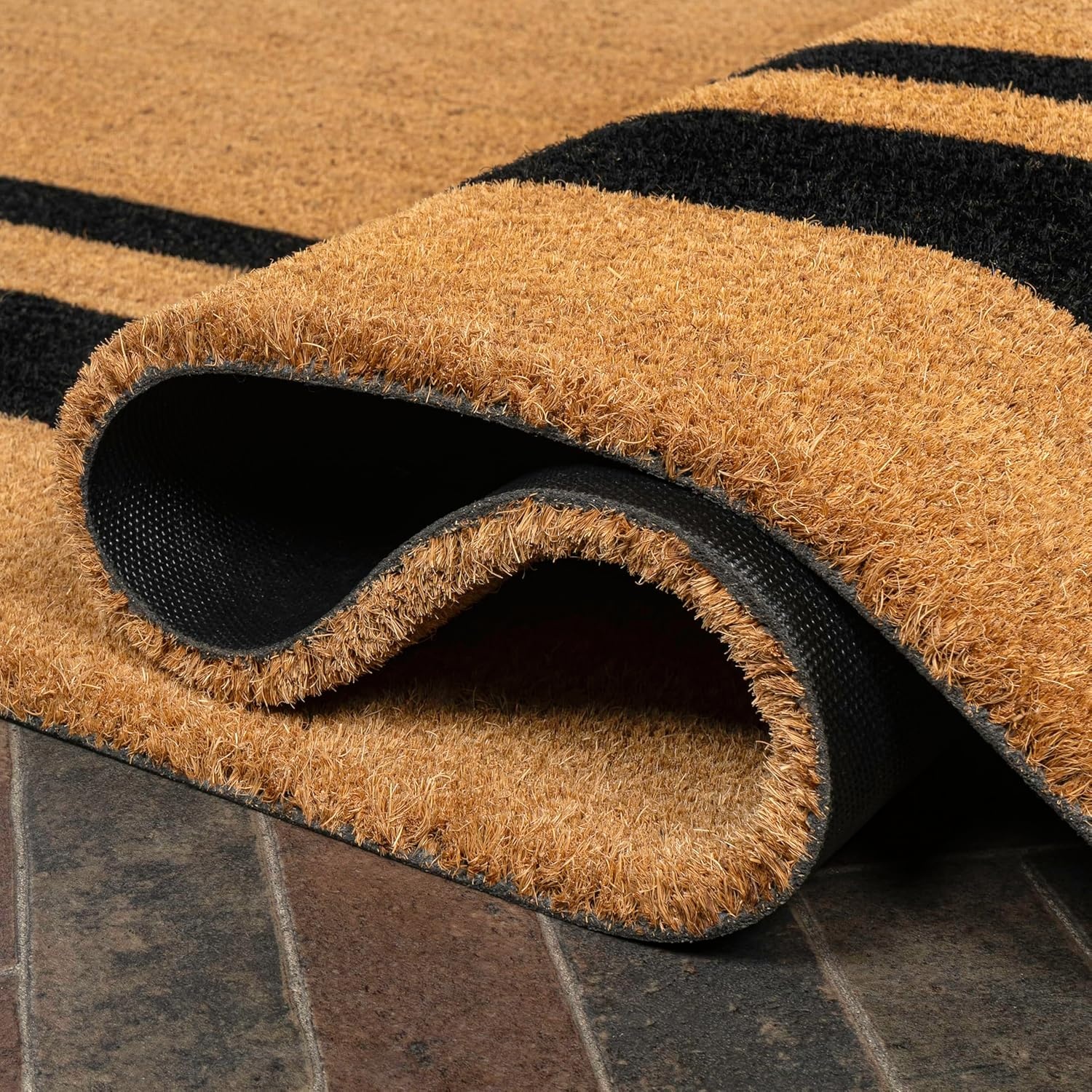 image:imageJONATHAN Y Peater Classic Casual Commercial Natural Coir Taupe 2 ft x 8 ft Doormat for Entrance Front Door Entryway CHG100C28NaturalBlack Border