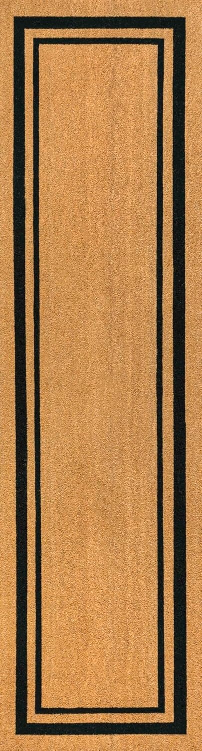 image:imageJONATHAN Y Peater Classic Casual Commercial Natural Coir Taupe 2 ft x 8 ft Doormat for Entrance Front Door Entryway CHG100C28NaturalBlack Border