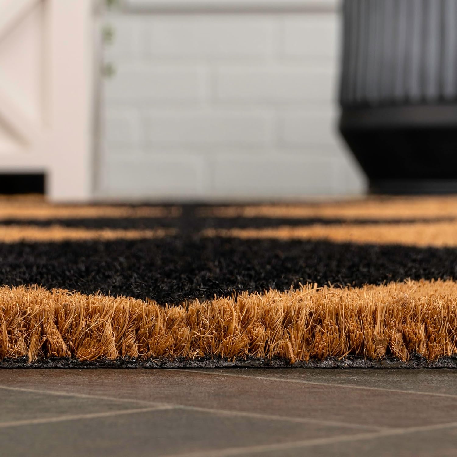 image:imageJONATHAN Y Peater Classic Casual Commercial Natural Coir Taupe 2 ft x 8 ft Doormat for Entrance Front Door Entryway CHG100C28NaturalBlack Geo