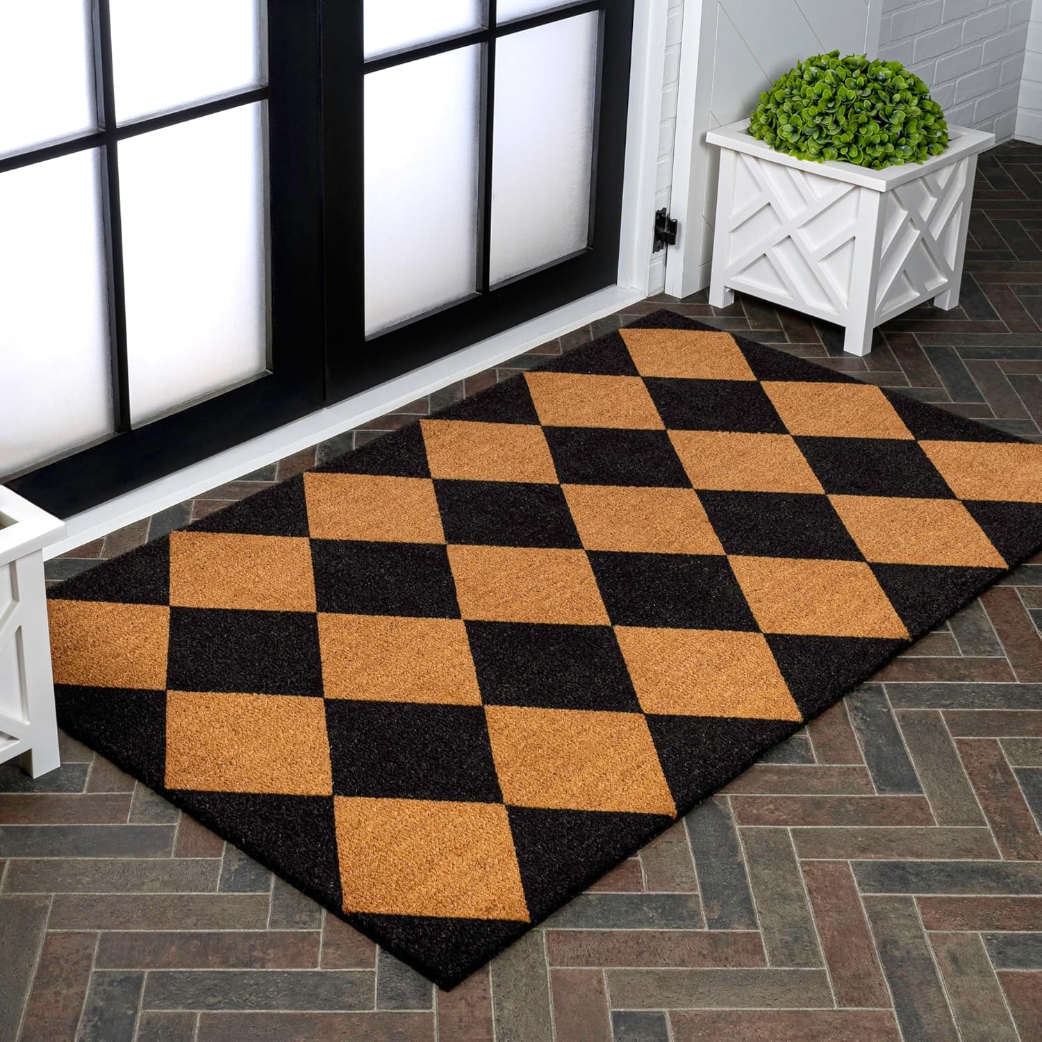 image:imageJONATHAN Y Peater Classic Casual Commercial Natural Coir Taupe 2 ft x 8 ft Doormat for Entrance Front Door Entryway CHG100C28NaturalBlack Geo