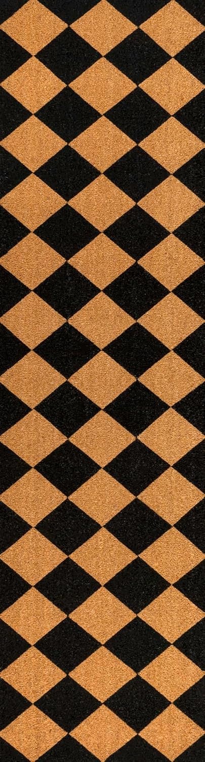 image:imageJONATHAN Y Peater Classic Casual Commercial Natural Coir Taupe 2 ft x 8 ft Doormat for Entrance Front Door Entryway CHG100C28NaturalBlack Geo