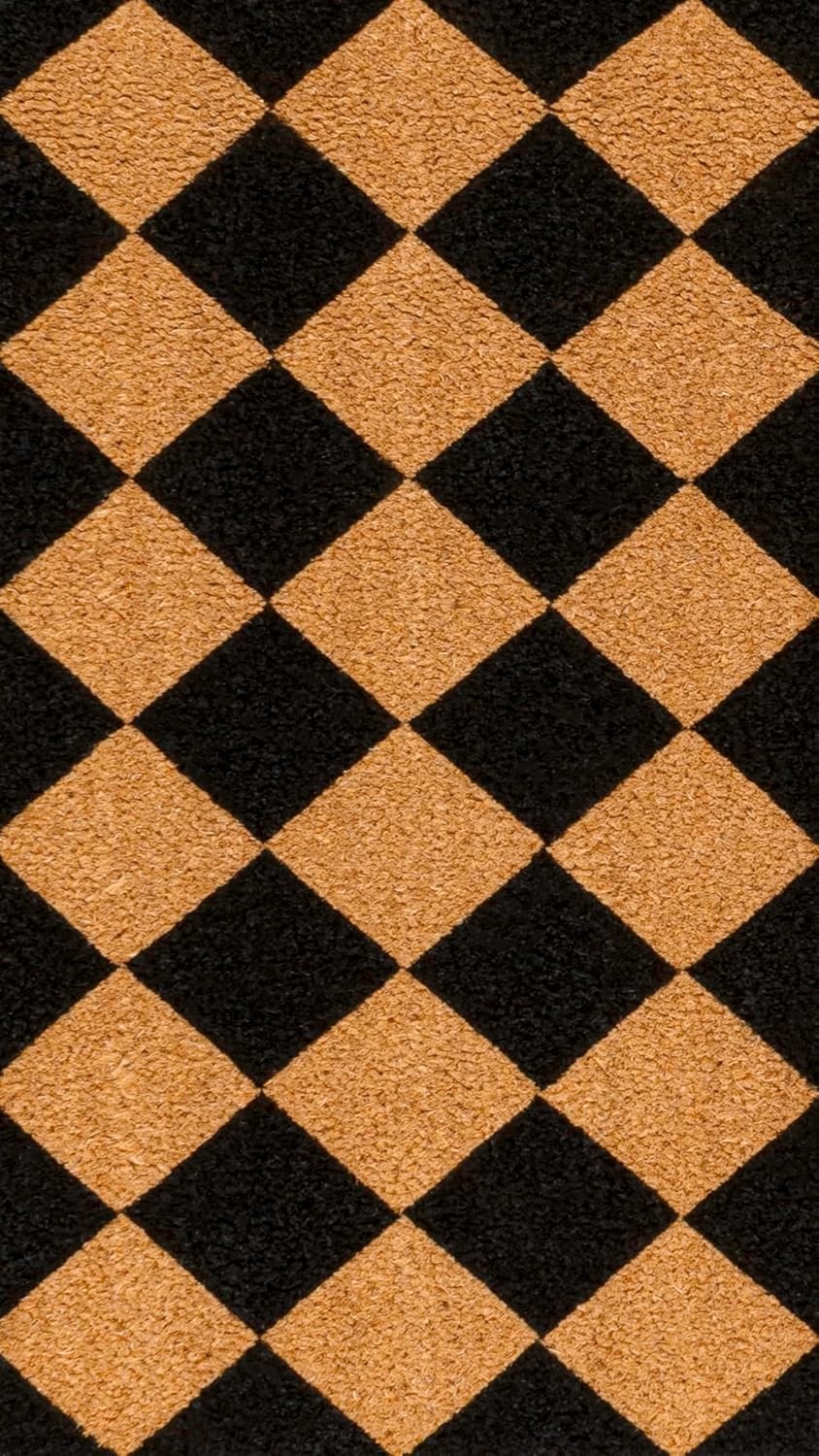 image:imageJONATHAN Y Peater Classic Casual Commercial Natural Coir Taupe 2 ft x 8 ft Doormat for Entrance Front Door Entryway CHG100C28NaturalBlack Geo