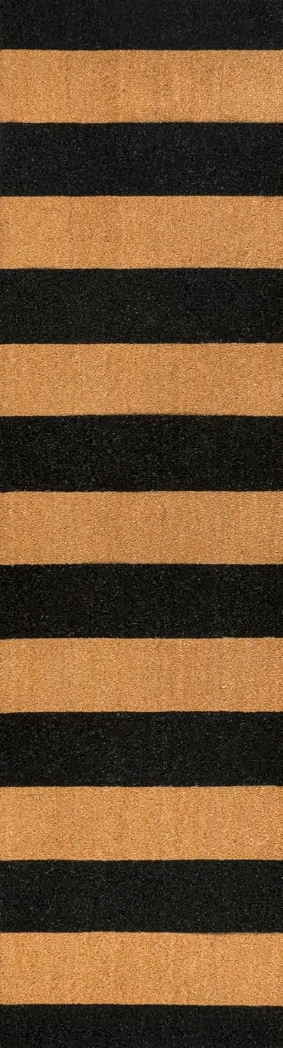 image:imageJONATHAN Y Peater Classic Casual Commercial Natural Coir Taupe 2 ft x 8 ft Doormat for Entrance Front Door Entryway CHG100C28NaturalBlack Stripe