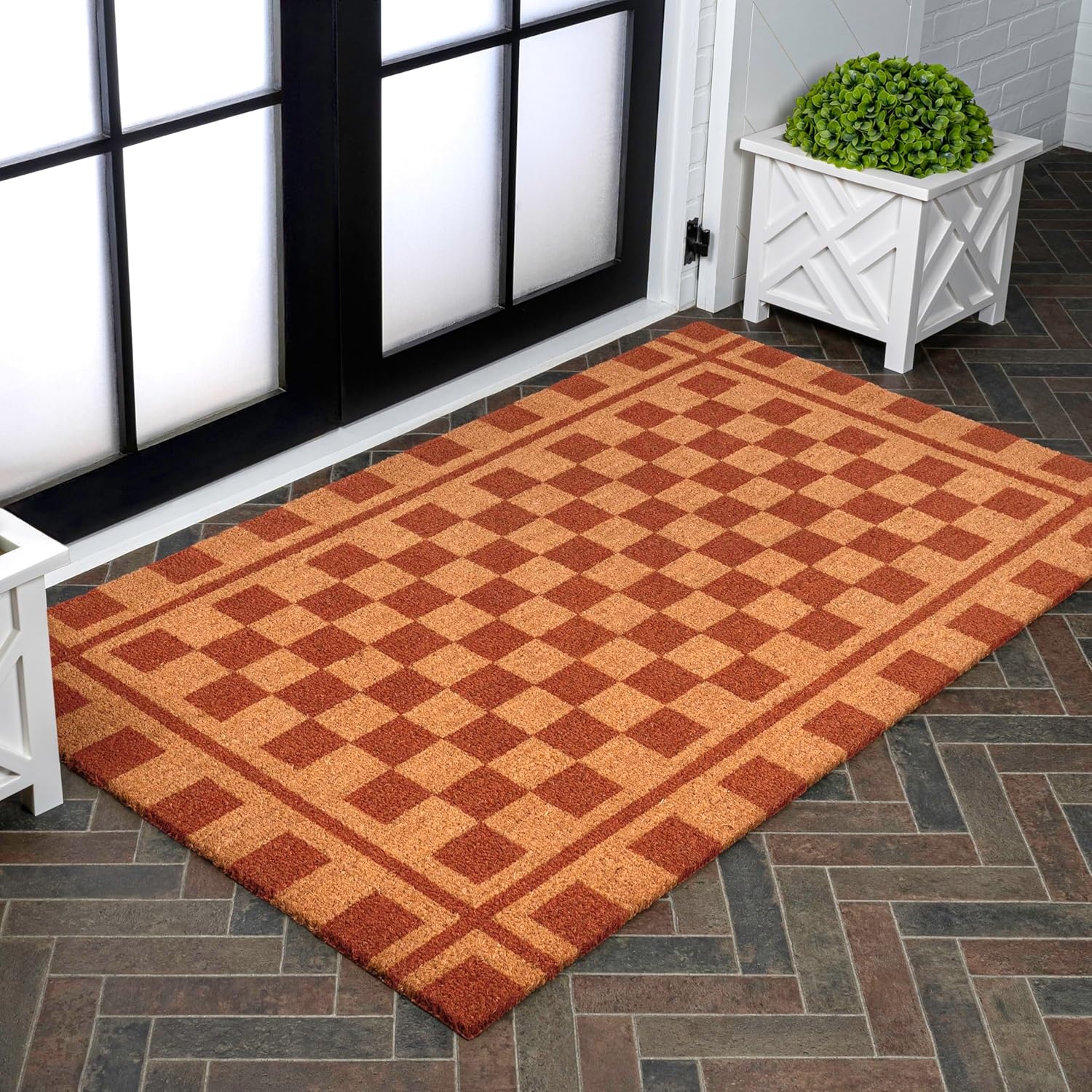 image:imageJONATHAN Y Peater Classic Casual Commercial Natural Coir Taupe 2 ft x 8 ft Doormat for Entrance Front Door Entryway CHG100C28NaturalRed