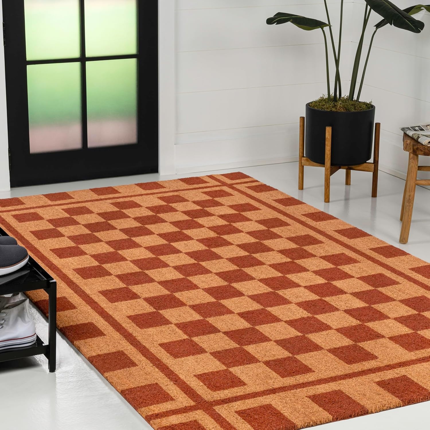 image:imageJONATHAN Y Peater Classic Casual Commercial Natural Coir Taupe 2 ft x 8 ft Doormat for Entrance Front Door Entryway CHG100C28NaturalRed