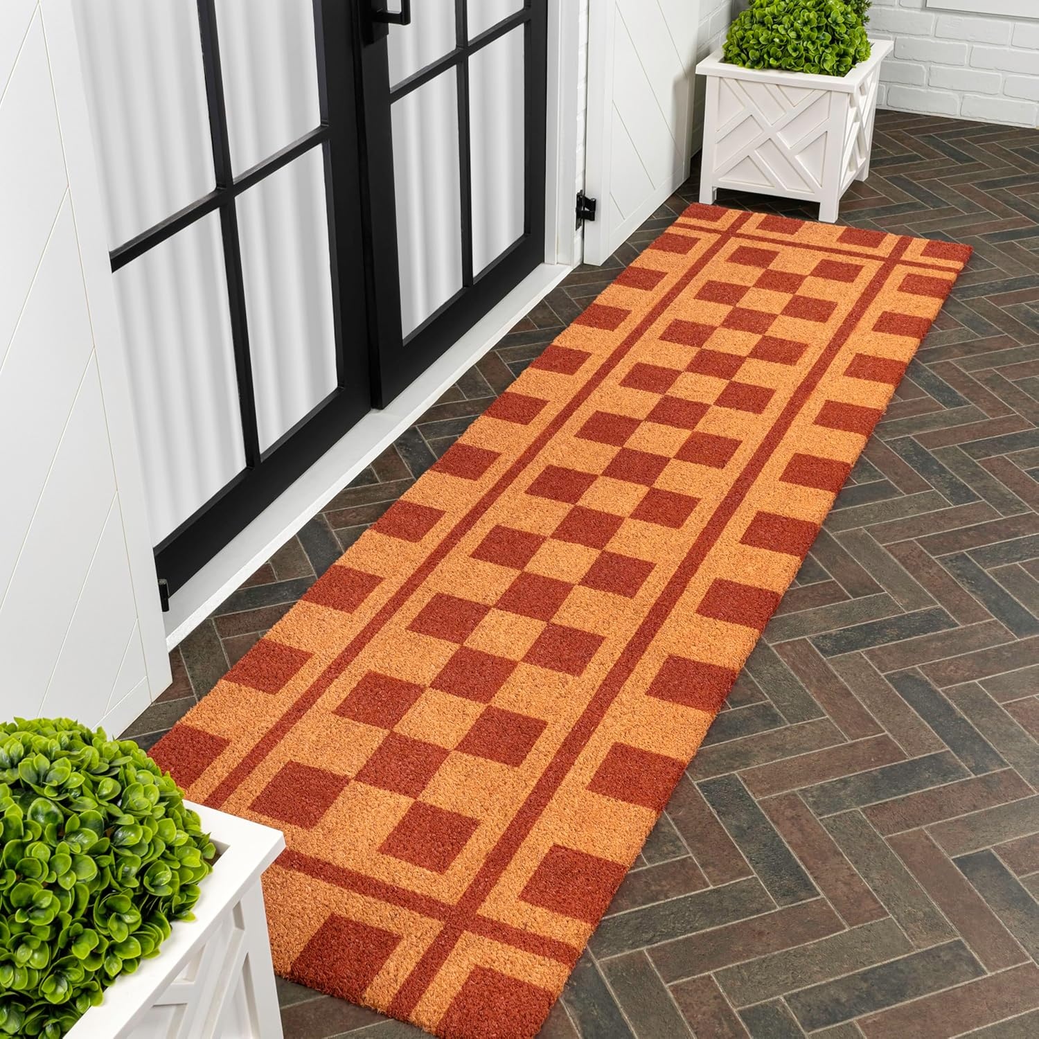 image:imageJONATHAN Y Peater Classic Casual Commercial Natural Coir Taupe 2 ft x 8 ft Doormat for Entrance Front Door Entryway CHG100C28NaturalRed