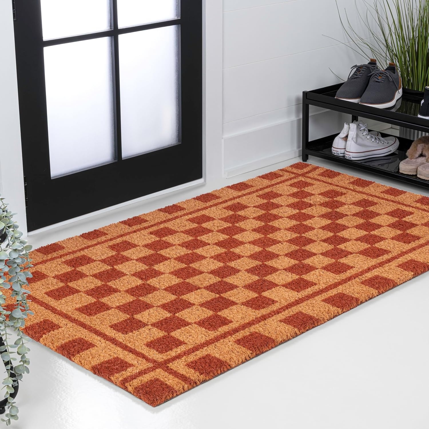 image:imageJONATHAN Y Peater Classic Casual Commercial Natural Coir Taupe 2 ft x 8 ft Doormat for Entrance Front Door Entryway CHG100C28NaturalRed