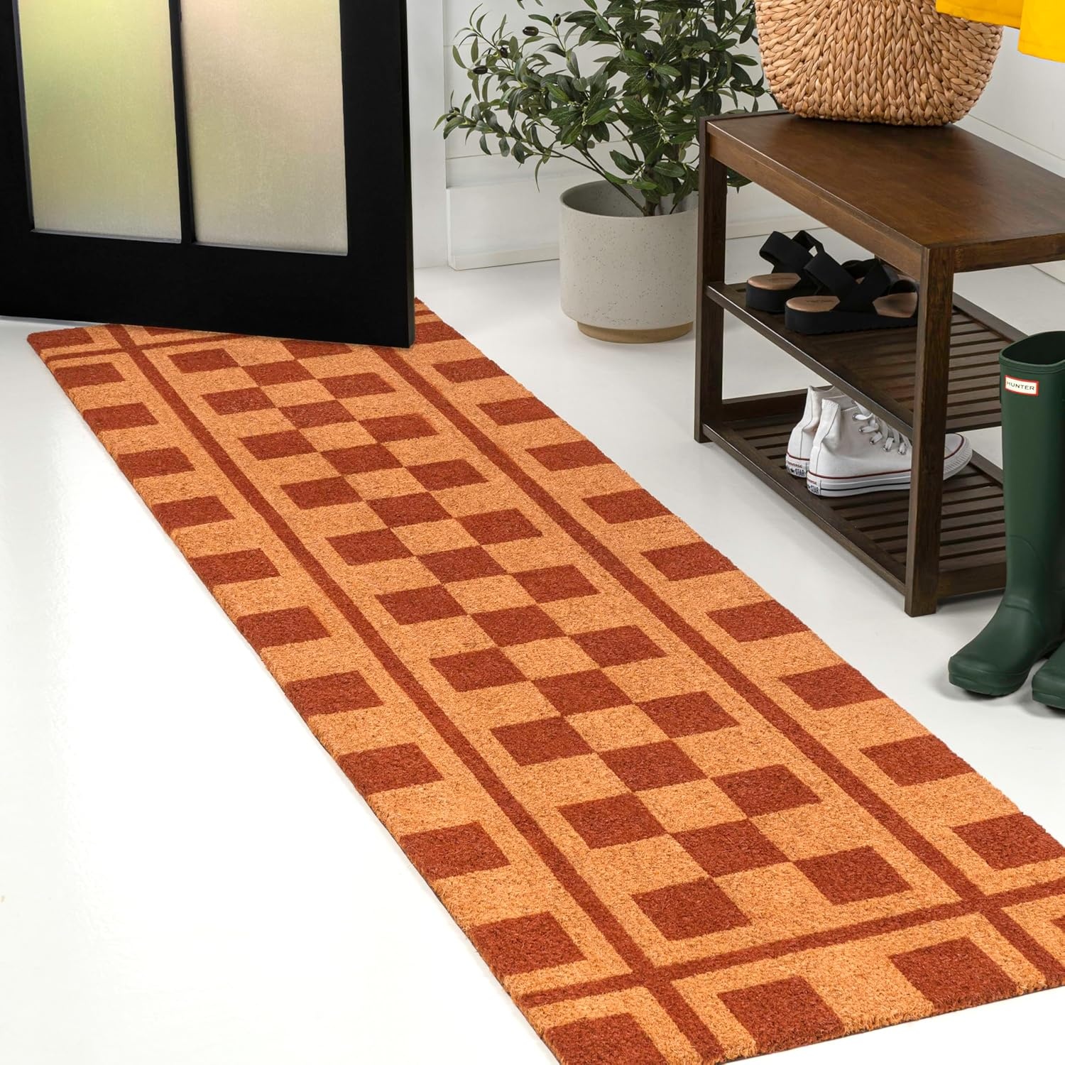image:imageJONATHAN Y Peater Classic Casual Commercial Natural Coir Taupe 2 ft x 8 ft Doormat for Entrance Front Door Entryway CHG100C28NaturalRed