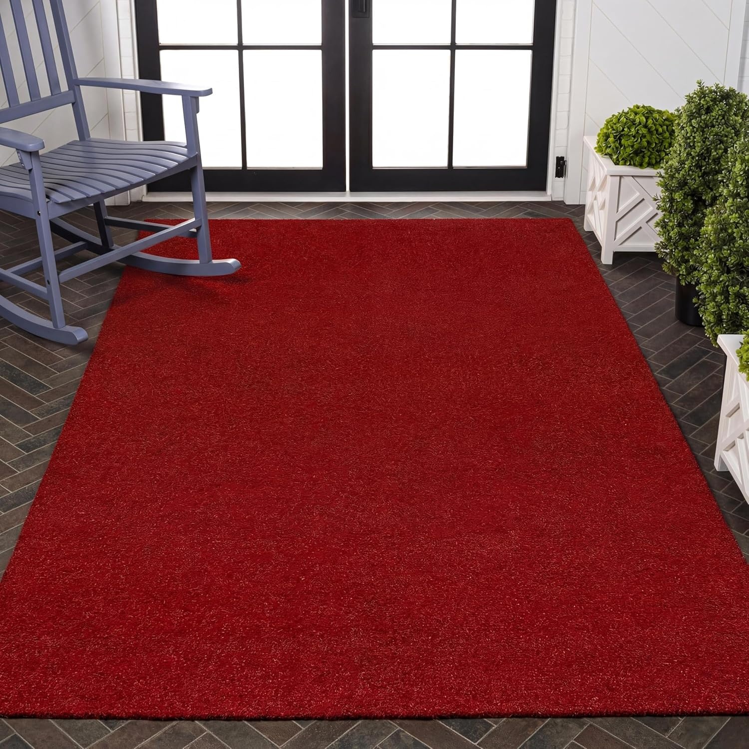 image:imageJONATHAN Y Peater Classic Casual Commercial Natural Coir Taupe 2 ft x 8 ft Doormat for Entrance Front Door Entryway CHG100C28Red