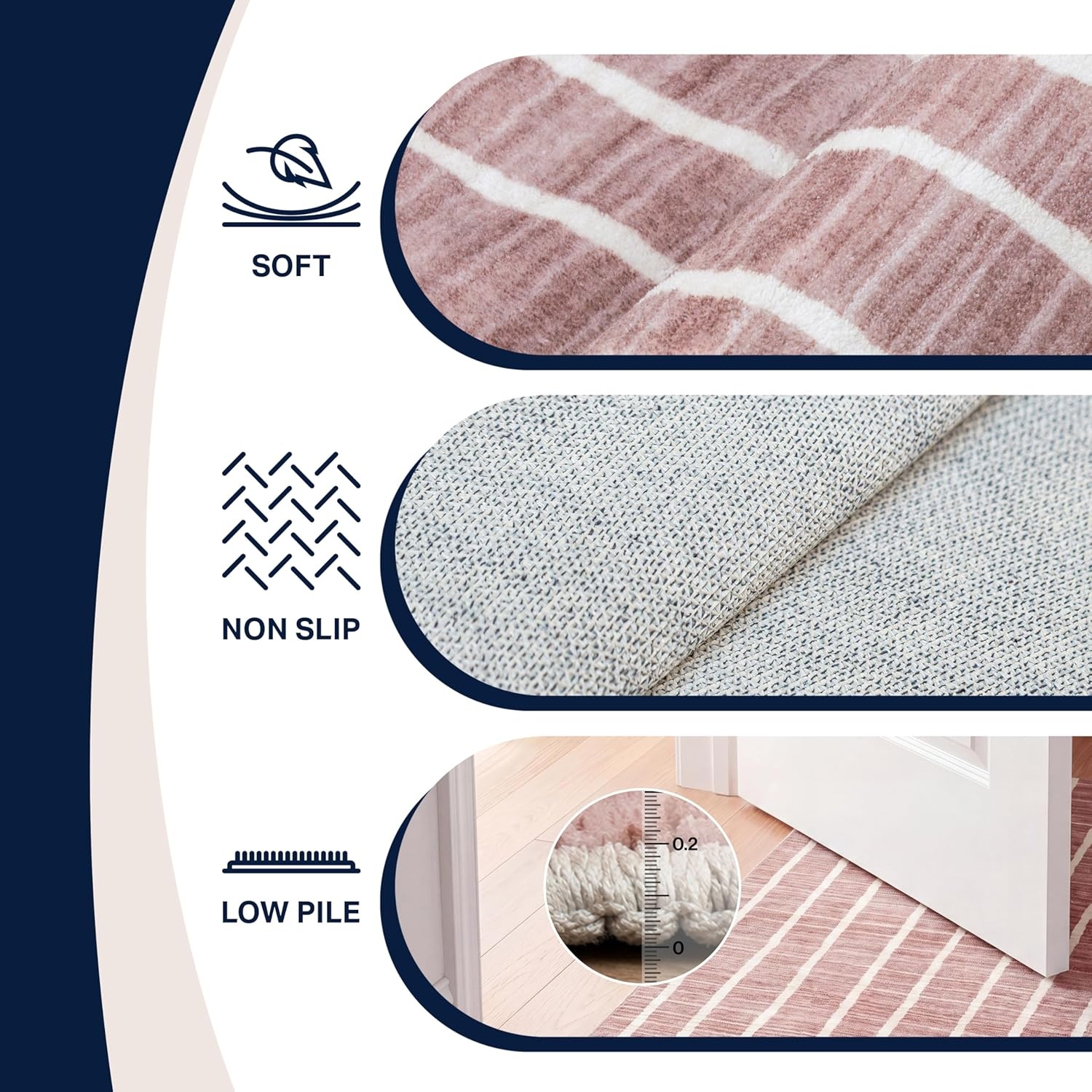 image:imageJONATHAN Y Washable Orton Distressed Ticking Stripe 2 x 8 MachineWashable Polyester Runner Rug Beige and Cream Farmhouse Vintage Style with Low Pile for Hallway WSH519F28Rose ClayCream