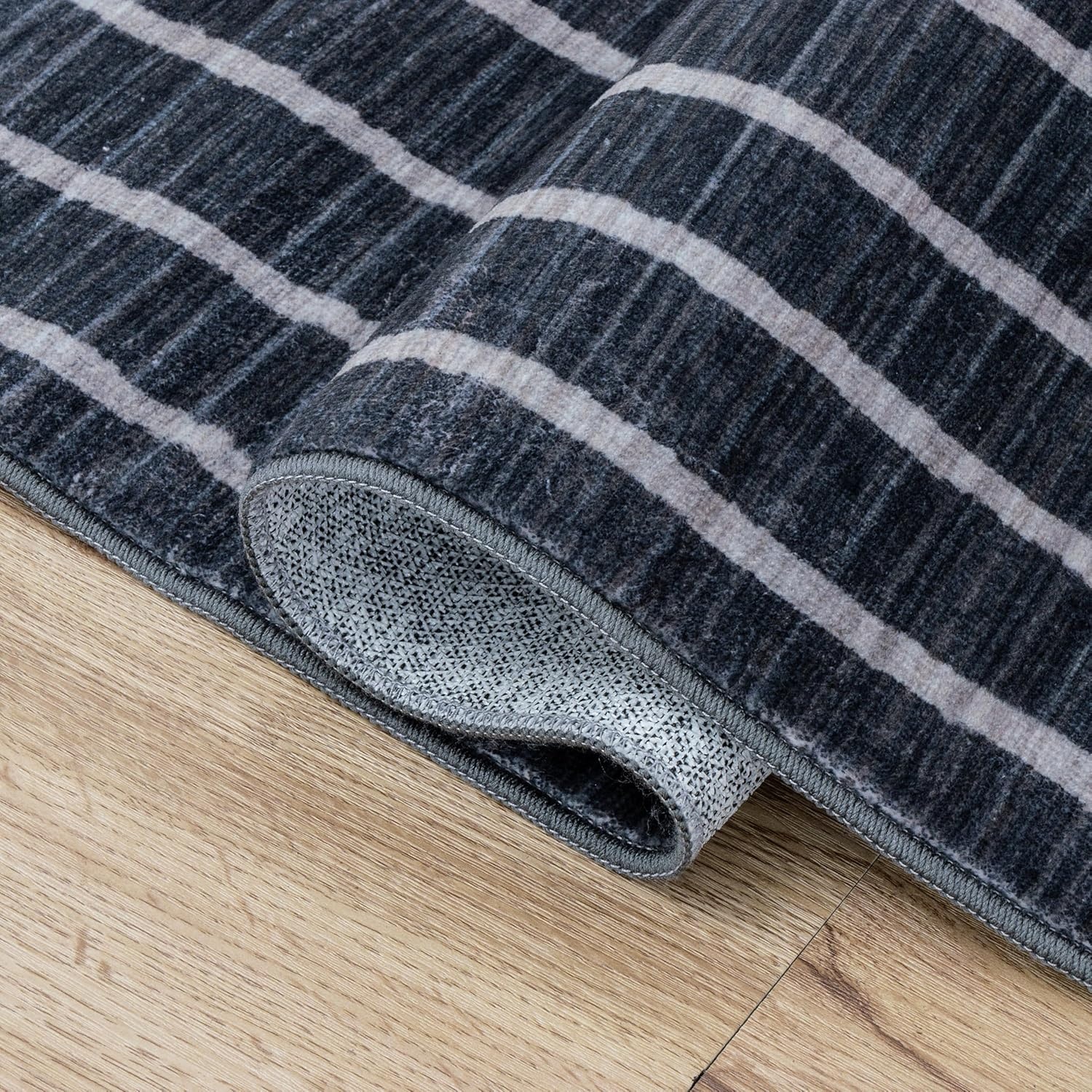 image:imageJONATHAN Y Washable Orton Distressed Ticking Stripe 2 x 8 MachineWashable Polyester Runner Rug Beige and Cream Farmhouse Vintage Style with Low Pile for Hallway WSH519F28CharcoalCream