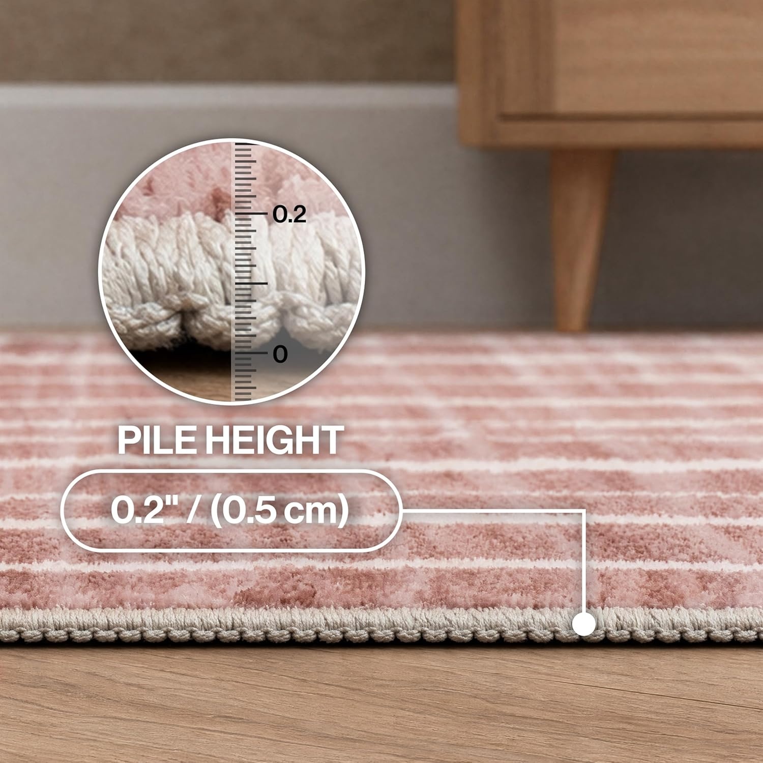 image:imageJONATHAN Y Washable Orton Distressed Ticking Stripe 2 x 8 MachineWashable Polyester Runner Rug Beige and Cream Farmhouse Vintage Style with Low Pile for Hallway WSH519F28Rose ClayCream