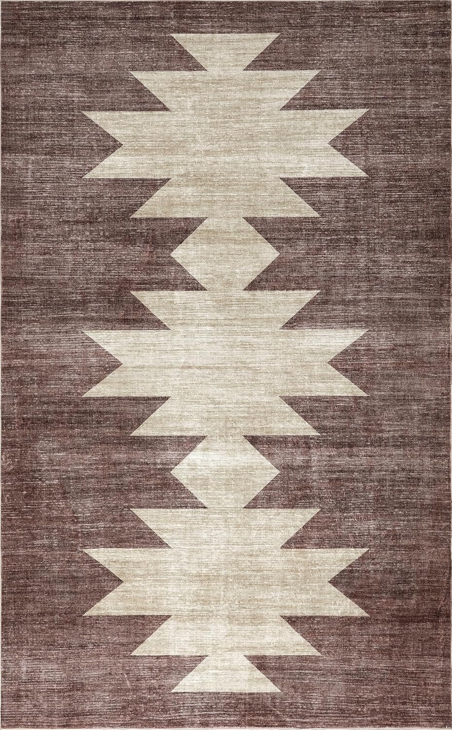 image:imageJONATHAN Y Washable Peyton Minimalist Geometric Totem 2 x 8 Runner Rug Charcoal and Cream Southwestern Modern MachineWashable LowPile Polyester with NonSlip Backing for Hallway WSH510H28BrownCream
