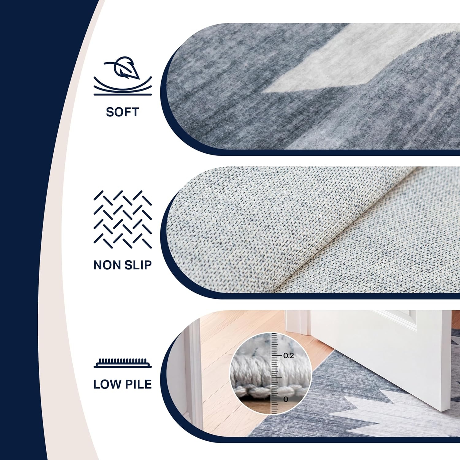 image:imageJONATHAN Y Washable Peyton Minimalist Geometric Totem 2 x 8 Runner Rug Charcoal and Cream Southwestern Modern MachineWashable LowPile Polyester with NonSlip Backing for Hallway WSH510H28Blue GrayCream