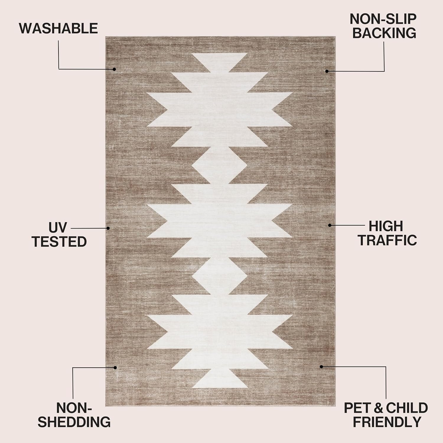 image:imageJONATHAN Y Washable Peyton Minimalist Geometric Totem 2 x 8 Runner Rug Charcoal and Cream Southwestern Modern MachineWashable LowPile Polyester with NonSlip Backing for Hallway WSH510H28BeigeCream
