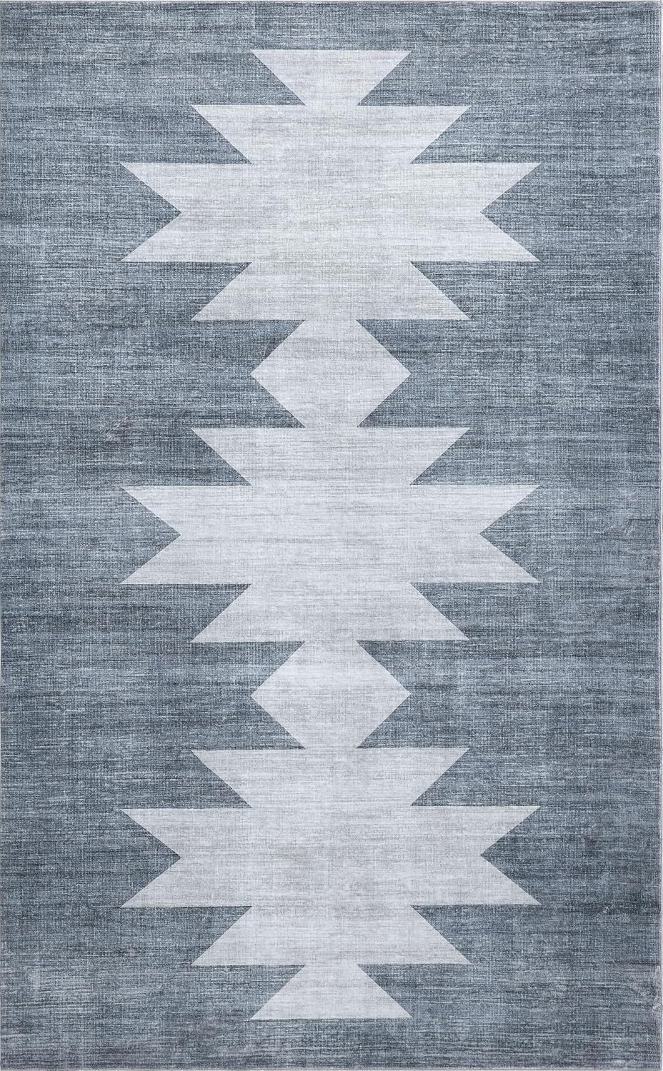 image:imageJONATHAN Y Washable Peyton Minimalist Geometric Totem 2 x 8 Runner Rug Charcoal and Cream Southwestern Modern MachineWashable LowPile Polyester with NonSlip Backing for Hallway WSH510H28Blue GrayCream