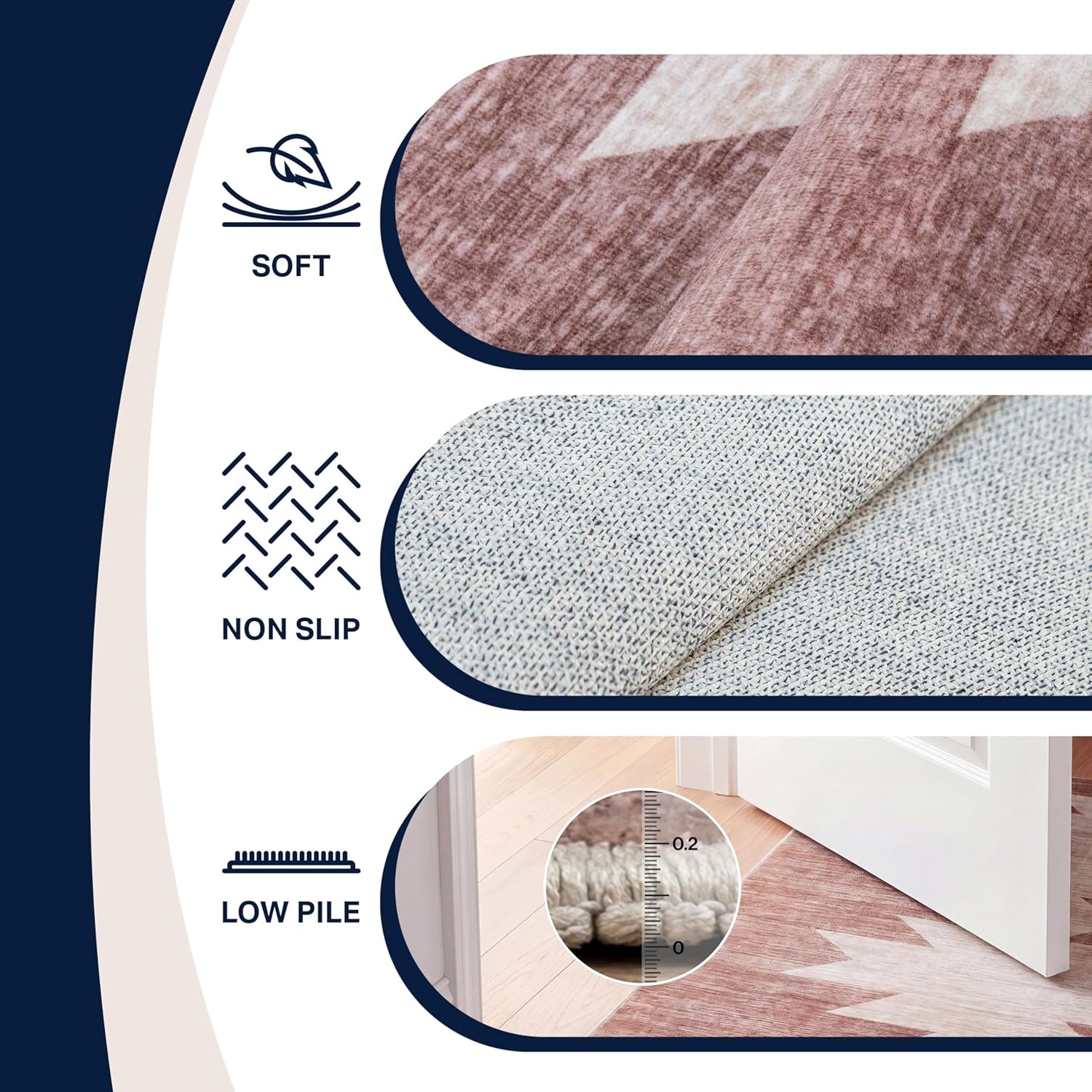 image:imageJONATHAN Y Washable Peyton Minimalist Geometric Totem 2 x 8 Runner Rug Charcoal and Cream Southwestern Modern MachineWashable LowPile Polyester with NonSlip Backing for Hallway WSH510H28Rose ClayCream