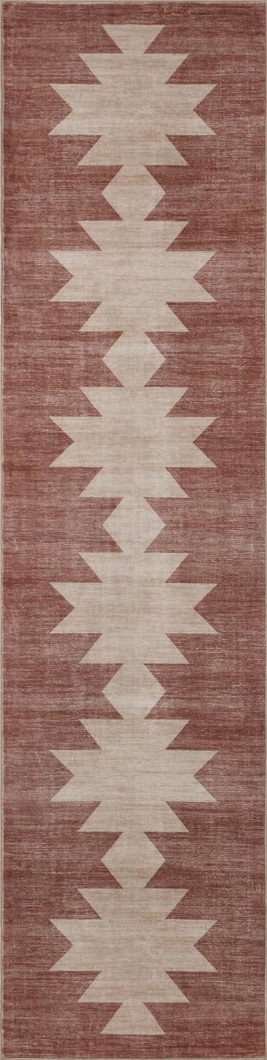 image:imageJONATHAN Y Washable Peyton Minimalist Geometric Totem 2 x 8 Runner Rug Charcoal and Cream Southwestern Modern MachineWashable LowPile Polyester with NonSlip Backing for Hallway WSH510H28Rose ClayCream
