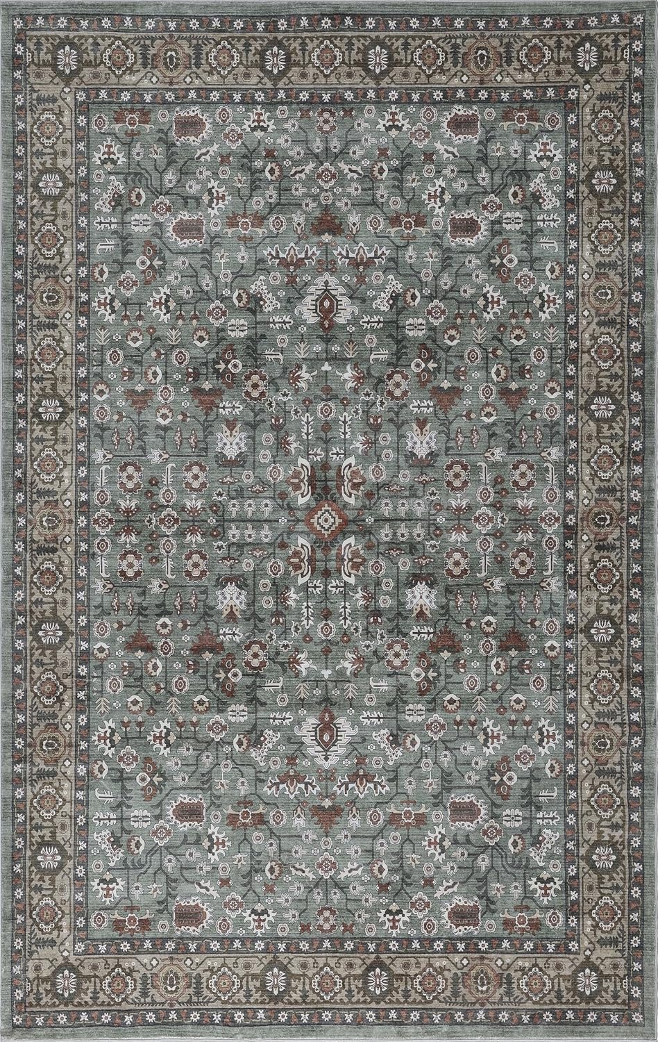 image:imageJONATHAN Y Washable Polyester MachineWashable Runner Rug with Traditional Medallion Floral Border Rose Clay and Ivory 2 x 8 Vintage Low Pile for Hallway WSH504H28GreenBrown