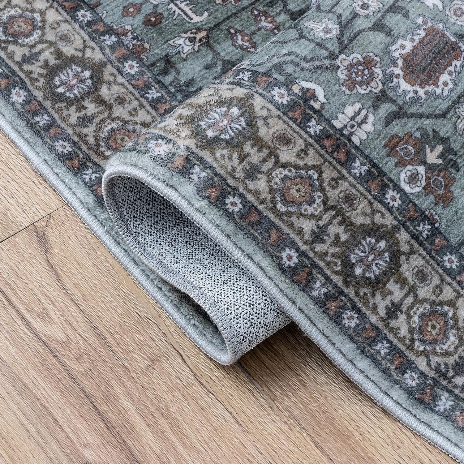 image:imageJONATHAN Y Washable Polyester MachineWashable Runner Rug with Traditional Medallion Floral Border Rose Clay and Ivory 2 x 8 Vintage Low Pile for Hallway WSH504H28GreenBrown