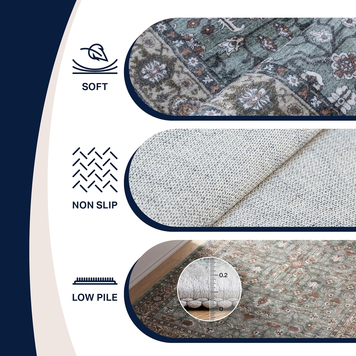 image:imageJONATHAN Y Washable Polyester MachineWashable Runner Rug with Traditional Medallion Floral Border Rose Clay and Ivory 2 x 8 Vintage Low Pile for Hallway WSH504H28GreenBrown