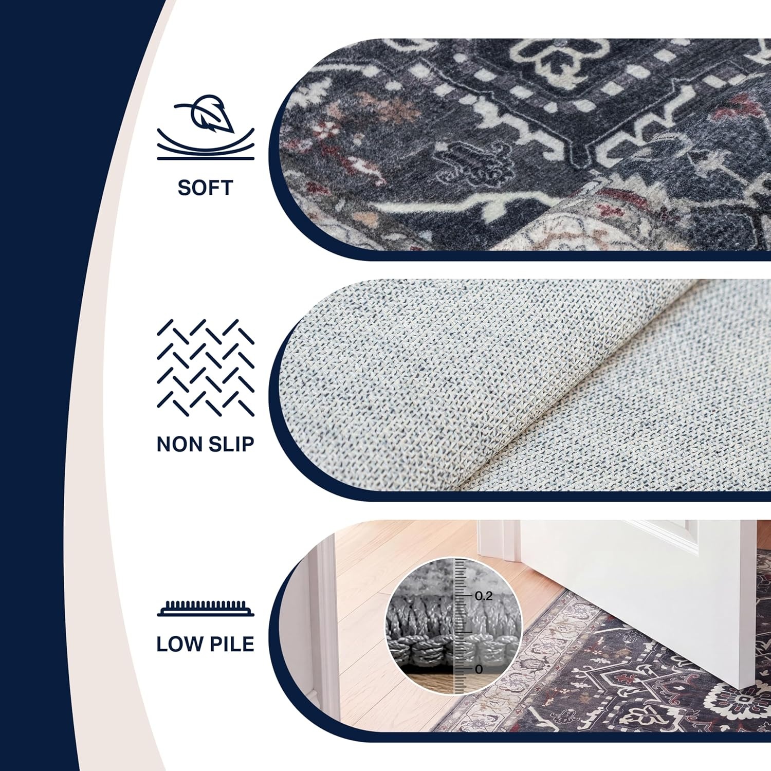 image:imageJONATHAN Y Washable Sersi Ornate Large Medallion Border 2 x 8 Runner Rug Rose Clay and Cream Vintage Bohemian MachineWashable LowPile Polyester with NonSlip Backing for Hallway WSH505G28CharcoalIvory