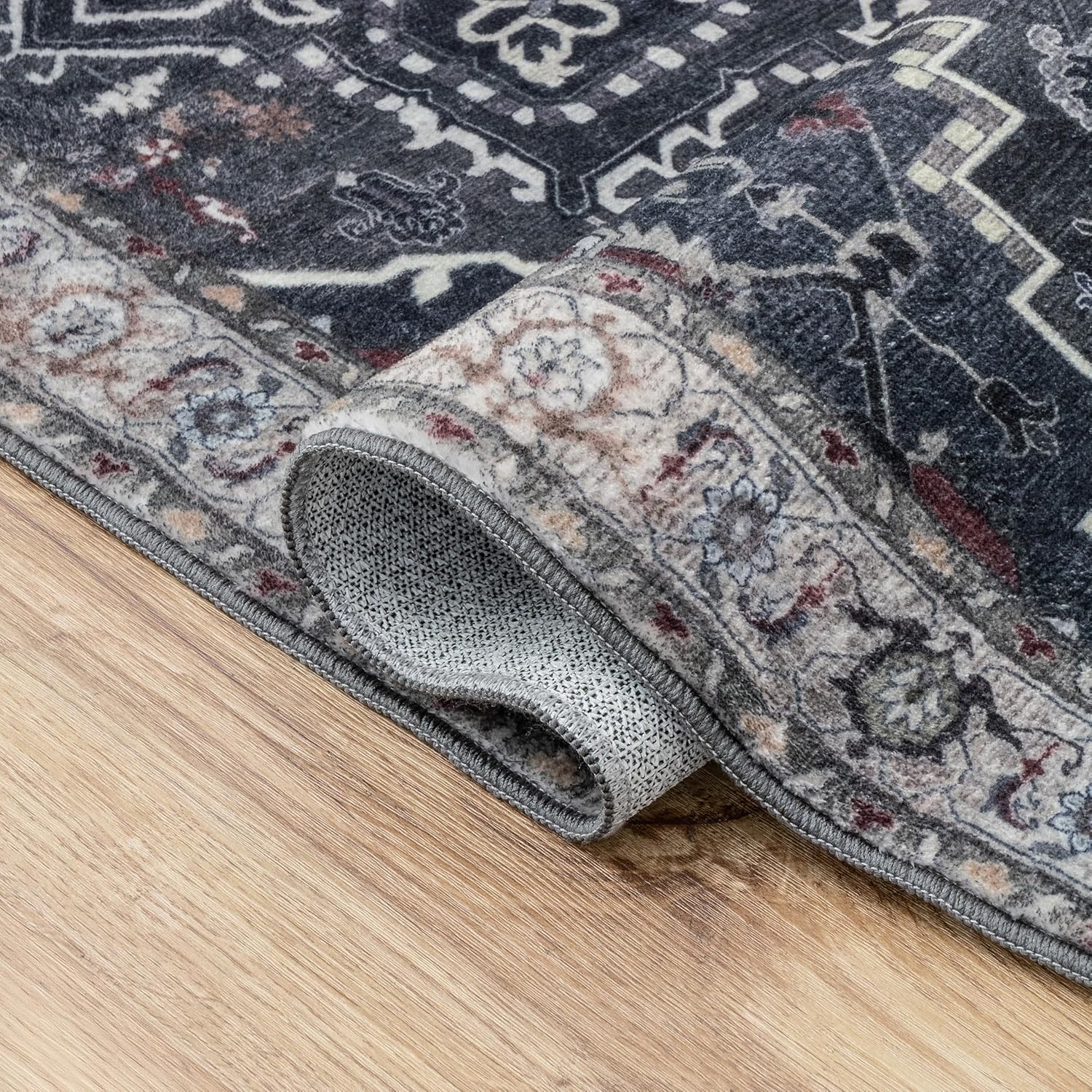 image:imageJONATHAN Y Washable Sersi Ornate Large Medallion Border 2 x 8 Runner Rug Rose Clay and Cream Vintage Bohemian MachineWashable LowPile Polyester with NonSlip Backing for Hallway WSH505G28CharcoalIvory