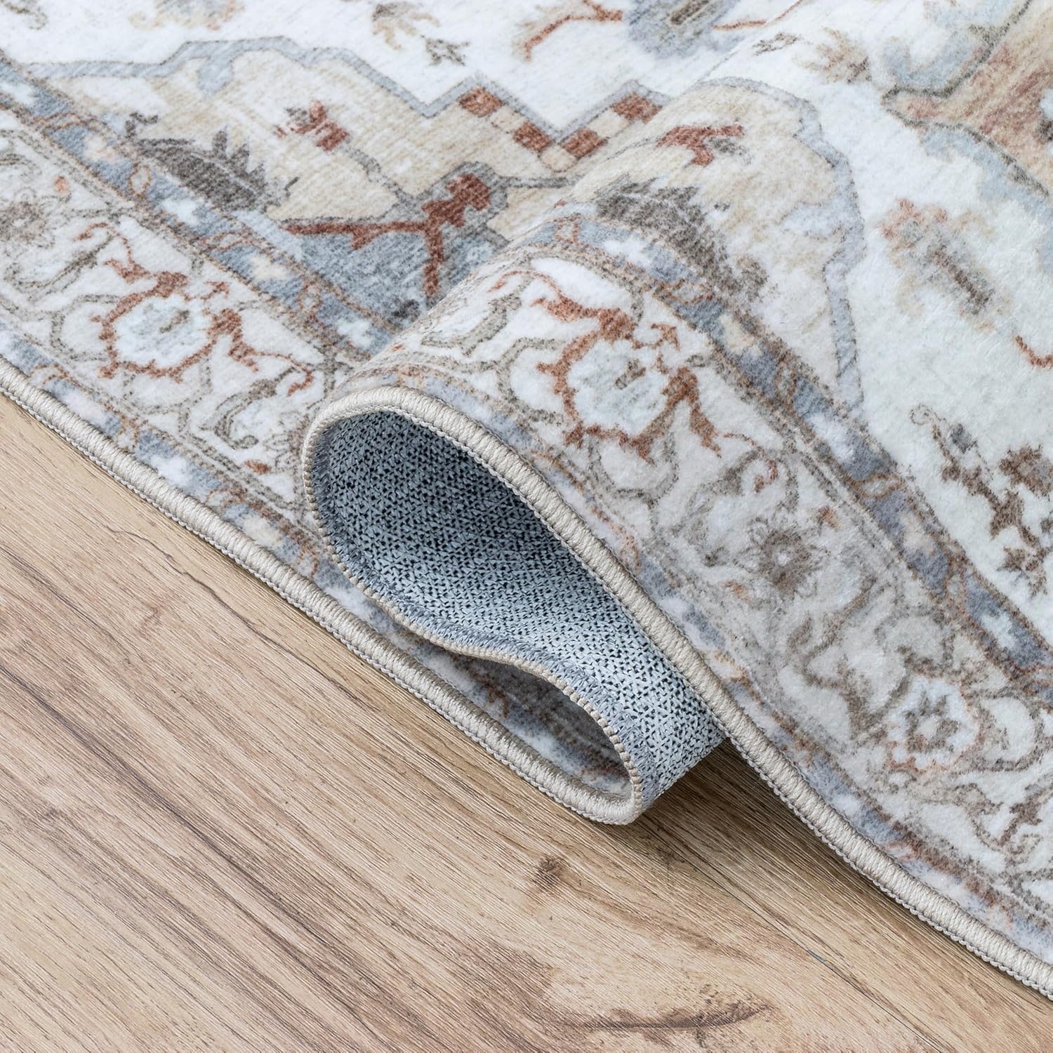 image:imageJONATHAN Y Washable Sersi Ornate Large Medallion Border 2 x 8 Runner Rug Rose Clay and Cream Vintage Bohemian MachineWashable LowPile Polyester with NonSlip Backing for Hallway WSH505G28BeigeCream