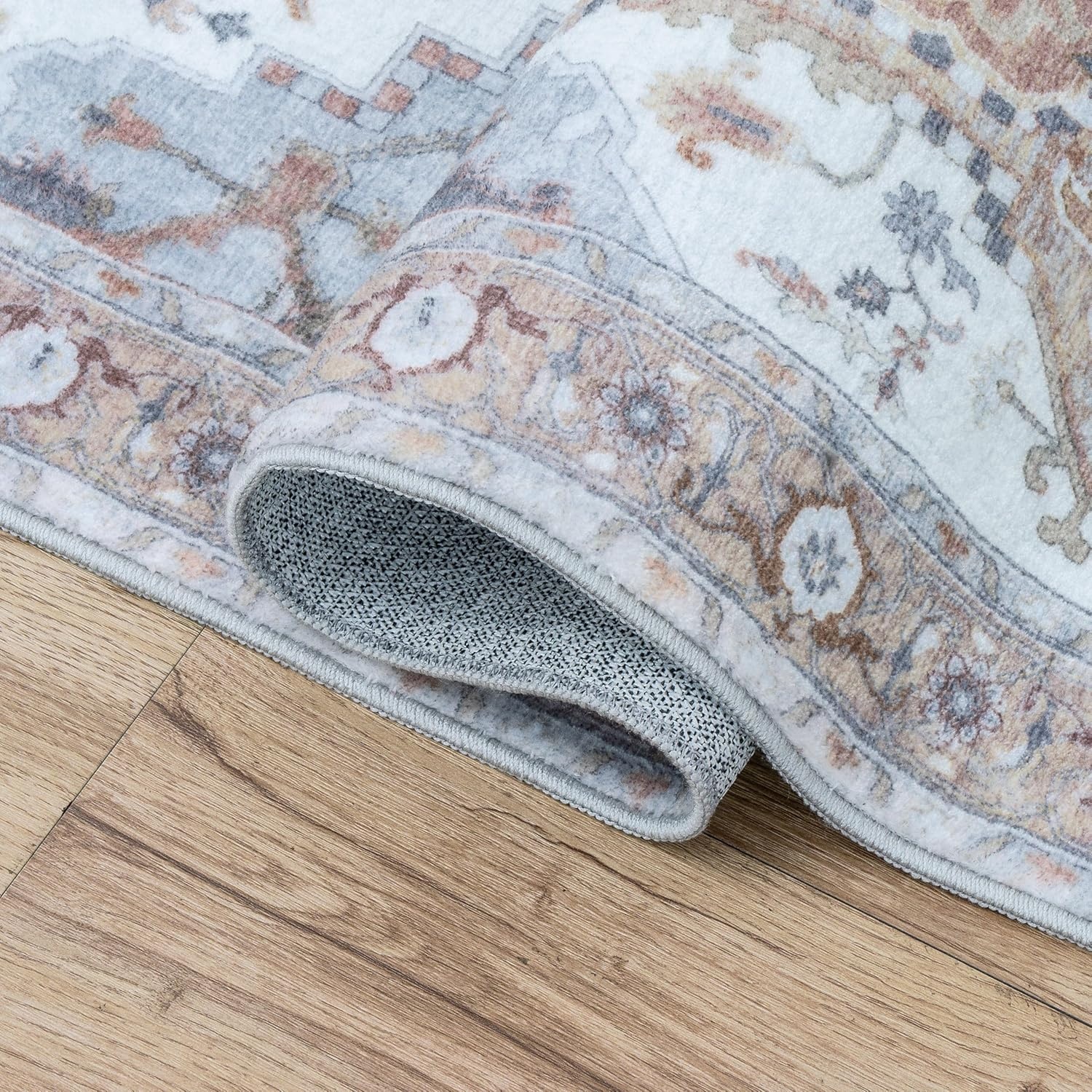 image:imageJONATHAN Y Washable Sersi Ornate Large Medallion Border 2 x 8 Runner Rug Rose Clay and Cream Vintage Bohemian MachineWashable LowPile Polyester with NonSlip Backing for Hallway WSH505G28Rose ClayCream