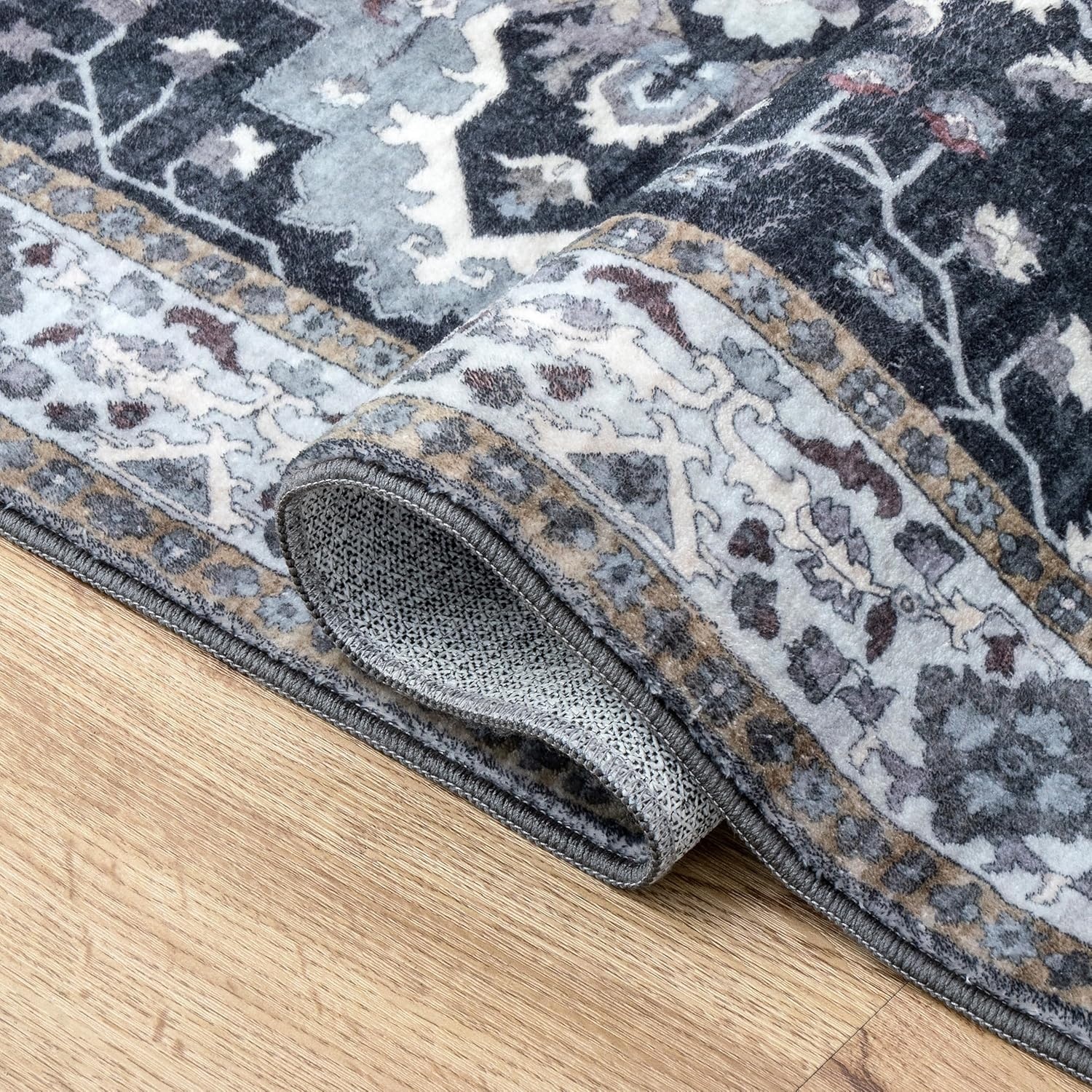 image:imageJONATHAN Y Washable Superbia Boho Medallion Border MachineWashable Polyester Runner Rug 2 x 8 Beige and Cream Traditional Vintage LowPile Indoor Rug for Hallway WSH502G28GrayCharcoal