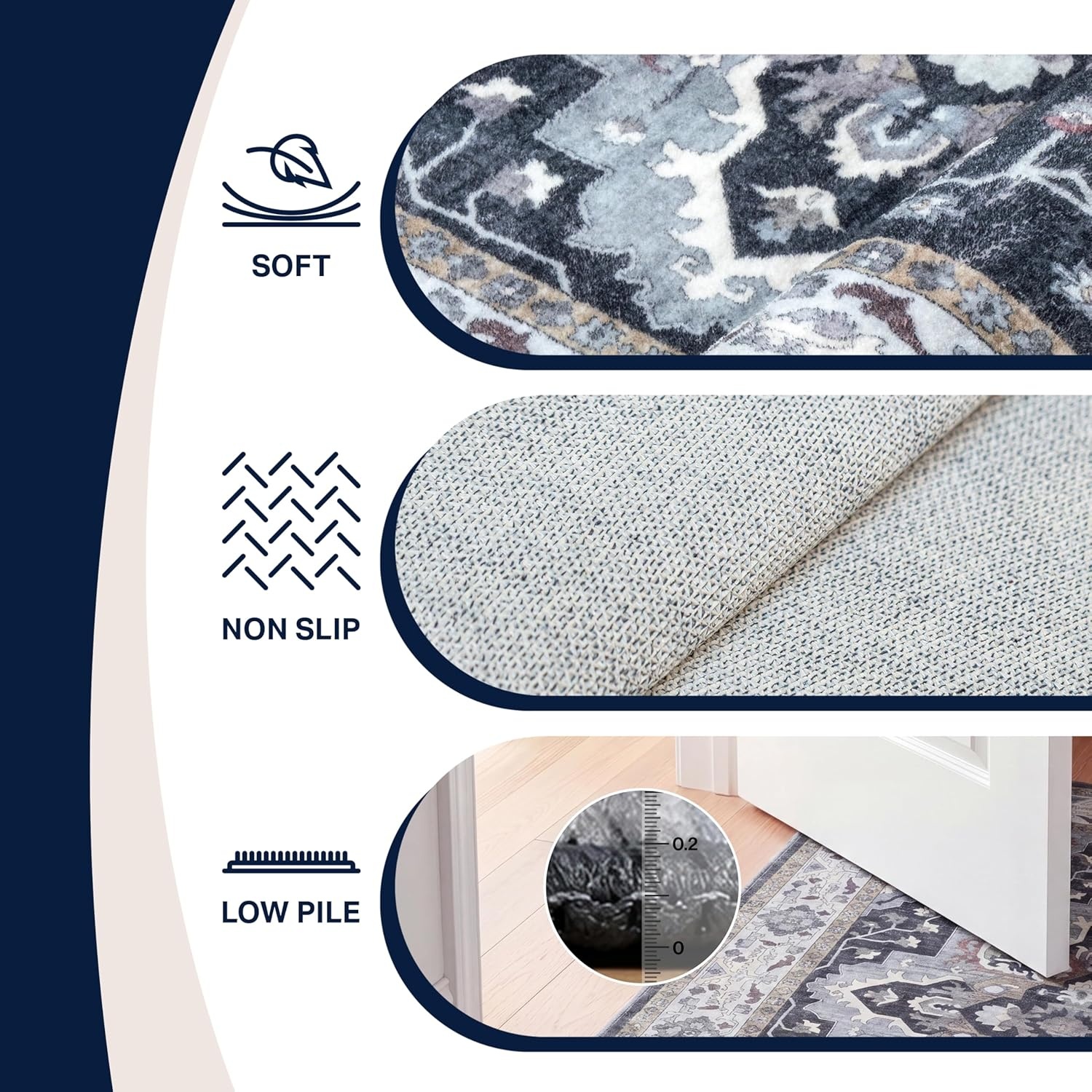 image:imageJONATHAN Y Washable Superbia Boho Medallion Border MachineWashable Polyester Runner Rug 2 x 8 Beige and Cream Traditional Vintage LowPile Indoor Rug for Hallway WSH502G28GrayCharcoal