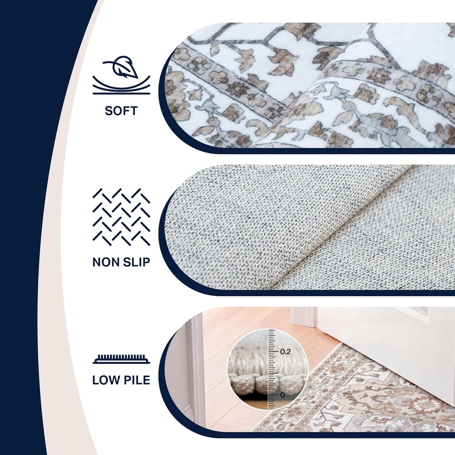 image:imageJONATHAN Y Washable Superbia Boho Medallion Border MachineWashable Polyester Runner Rug 2 x 8 Beige and Cream Traditional Vintage LowPile Indoor Rug for Hallway WSH502G28BeigeCream
