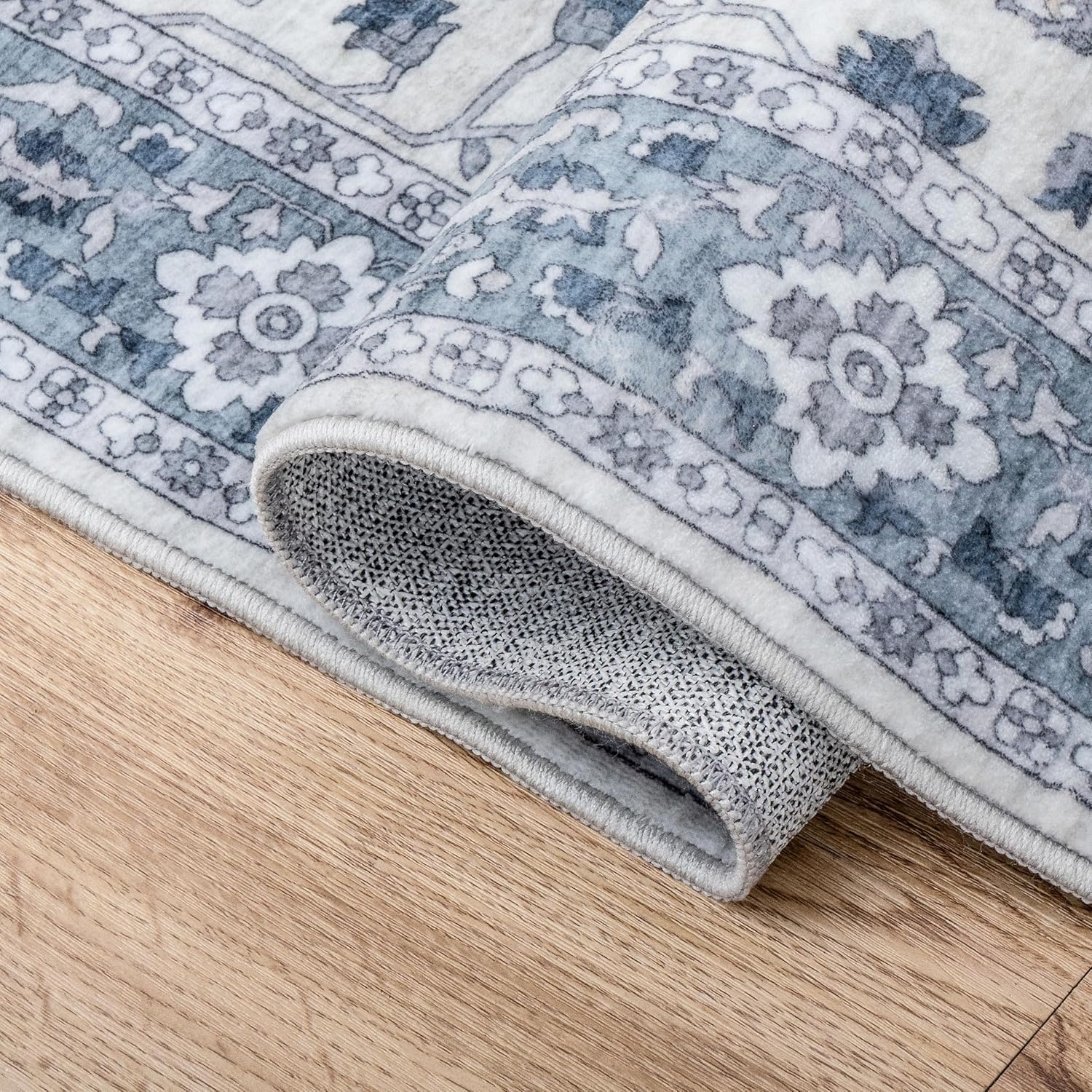 image:imageJONATHAN Y Washable Superbia Boho Medallion Border MachineWashable Polyester Runner Rug 2 x 8 Beige and Cream Traditional Vintage LowPile Indoor Rug for Hallway WSH502G28BlueGray