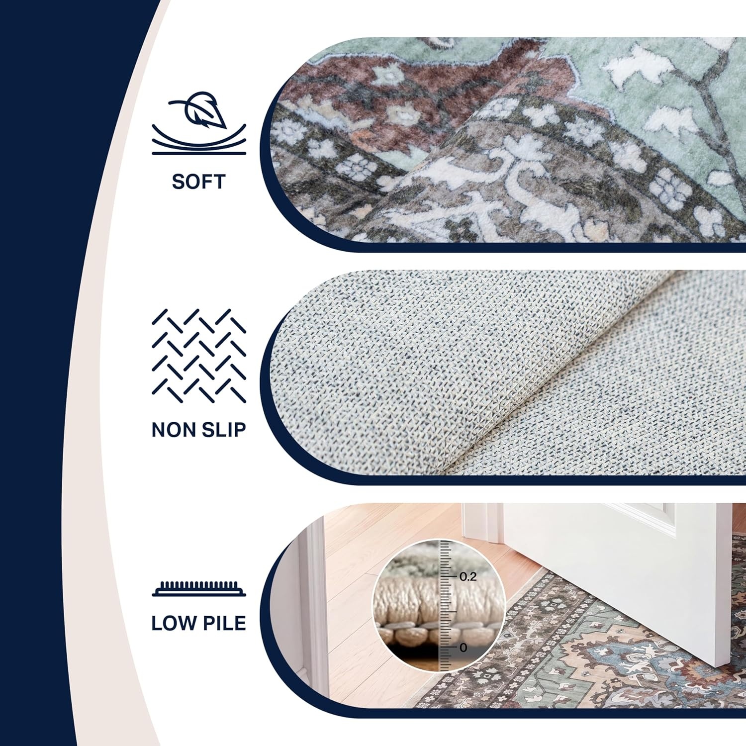image:imageJONATHAN Y Washable Superbia Boho Medallion Border MachineWashable Polyester Runner Rug 2 x 8 Beige and Cream Traditional Vintage LowPile Indoor Rug for Hallway WSH502G28GreenBrown