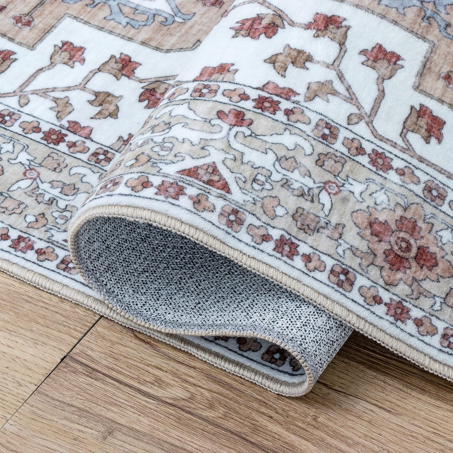 image:imageJONATHAN Y Washable Superbia Boho Medallion Border MachineWashable Polyester Runner Rug 2 x 8 Beige and Cream Traditional Vintage LowPile Indoor Rug for Hallway WSH502G28Rose ClayCream