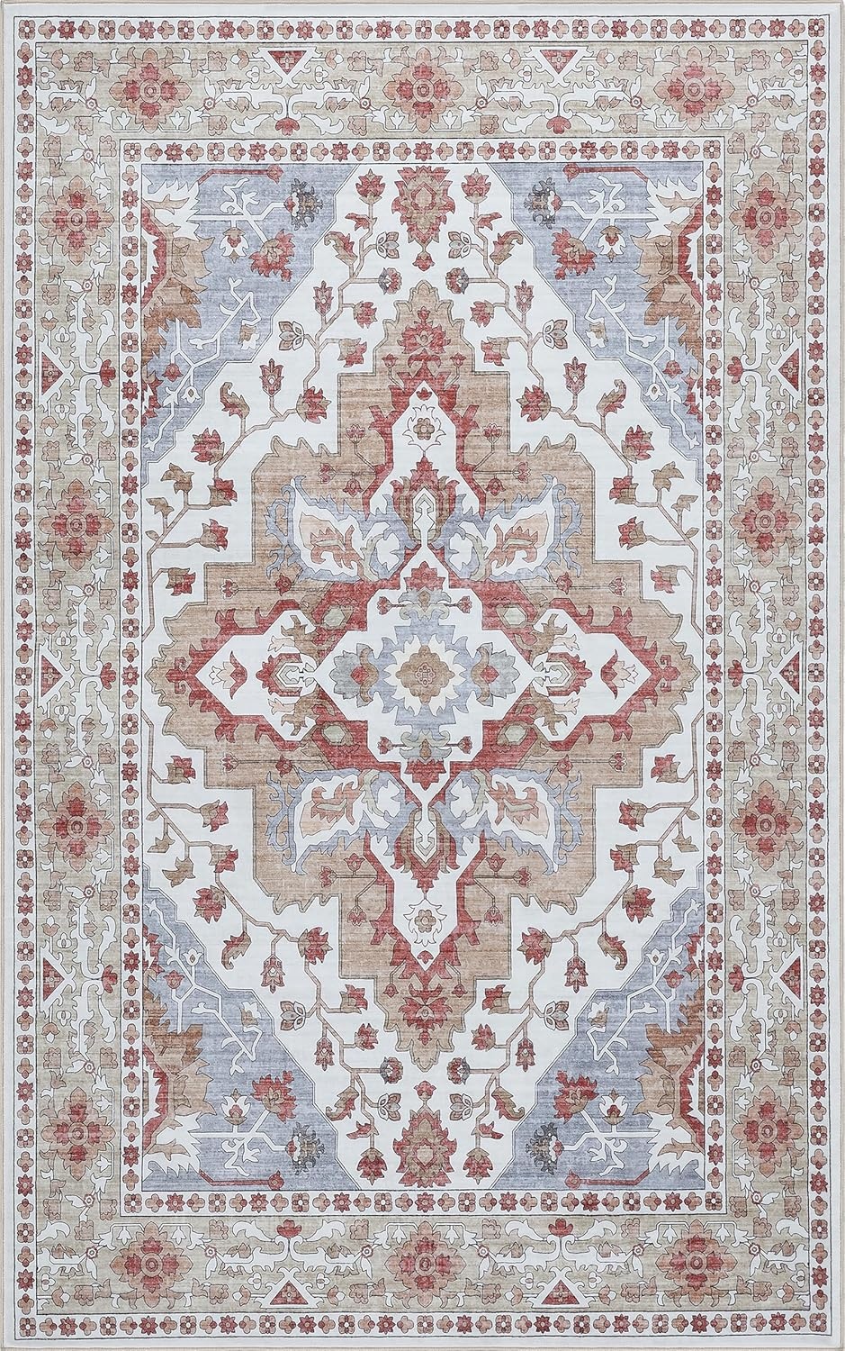 image:imageJONATHAN Y Washable Superbia Boho Medallion Border MachineWashable Polyester Runner Rug 2 x 8 Beige and Cream Traditional Vintage LowPile Indoor Rug for Hallway WSH502G28Rose ClayCream
