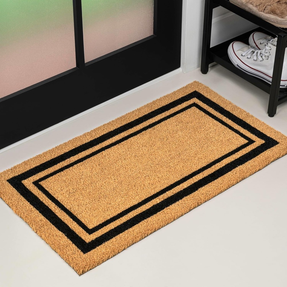 image:imageJONATHAN Y Peater Classic Casual Commercial Natural Coir Taupe 2 ft x 8 ft Doormat for Entrance Front Door Entryway CHG100C28NaturalBlack Border