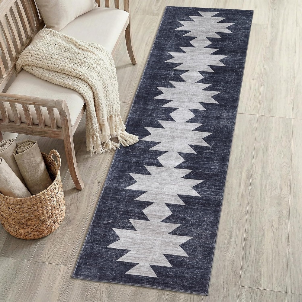 image:imageJONATHAN Y Washable Peyton Minimalist Geometric Totem 2 x 8 Runner Rug Charcoal and Cream Southwestern Modern MachineWashable LowPile Polyester with NonSlip Backing for Hallway WSH510H28CharcoalCream
