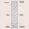 JONATHAN Y Animal Washable Polyester Machine-Washable Runner Rug, Charcoal Catmosphere Festive Feline Floral Border Design, 2′ x 8′, Whimsical Low-Pile with Non-Slip Backing for Hallway ANM100C-28(Ivory)