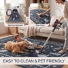 JONATHAN Y Animal Washable Polyester Machine-Washable Runner Rug, Charcoal Catmosphere Festive Feline Floral Border Design, 2′ x 8′, Whimsical Low-Pile with Non-Slip Backing for Hallway ANM100C-28(Charcoal)