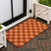 JONATHAN Y Peater Classic Casual Commercial Natural Coir Taupe 2 ft. x 8 ft. Doormat for Entrance, Front Door, Entryway CHG100C-28(Natural/Red Checker)